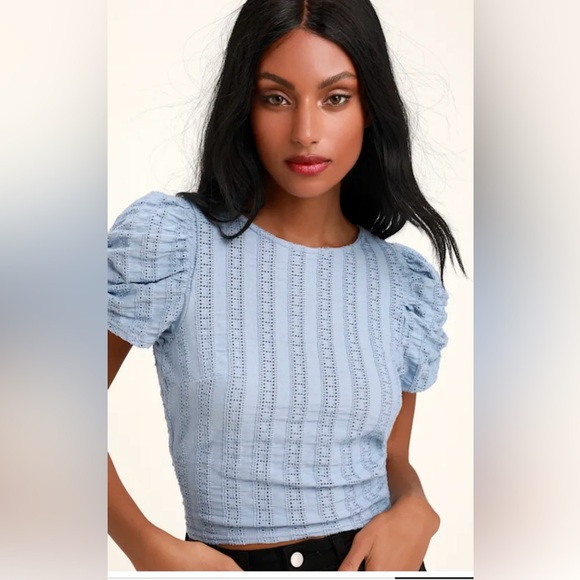 Free People Star Struck Light Blue Open Back Top - Picture 2 of 7